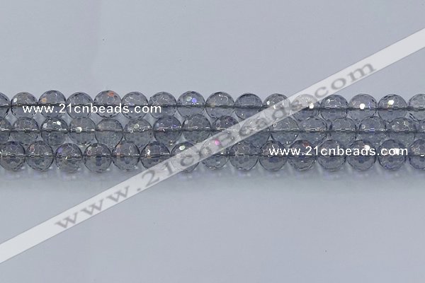 CNC641 15.5 inches 10mm faceted round plated natural white crystal beads