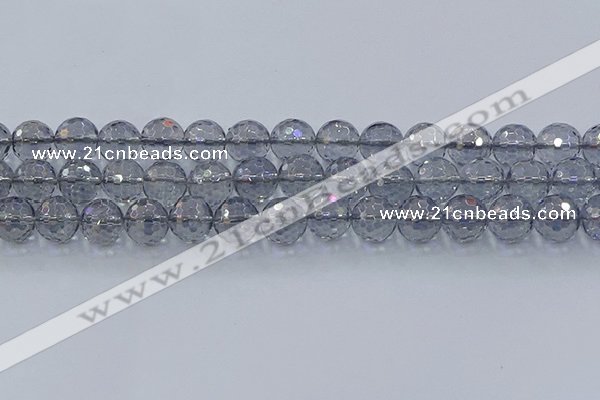 CNC642 15.5 inches 12mm faceted round plated natural white crystal beads