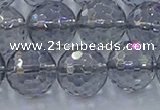 CNC643 15.5 inches 14mm faceted round plated natural white crystal beads