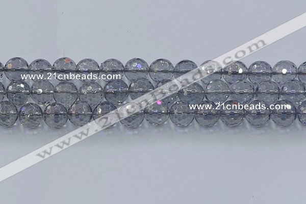 CNC643 15.5 inches 14mm faceted round plated natural white crystal beads