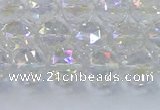 CNC646 15.5 inches 8mm faceted round plated natural white crystal beads