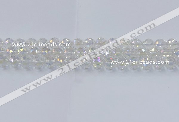 CNC647 15.5 inches 10mm faceted round plated natural white crystal beads