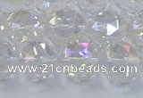 CNC648 15.5 inches 12mm faceted round plated natural white crystal beads