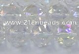 CNC649 15.5 inches 14mm faceted round plated natural white crystal beads