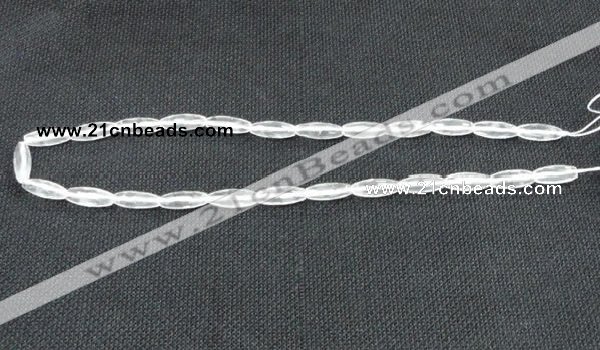 CNC65 6*16mm faceted rice grade A natural white crystal beads