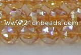 CNC653 15.5 inches 10mm faceted round plated natural white crystal beads