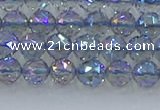 CNC657 15.5 inches 6mm faceted round plated natural white crystal beads