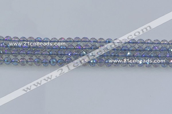 CNC657 15.5 inches 6mm faceted round plated natural white crystal beads