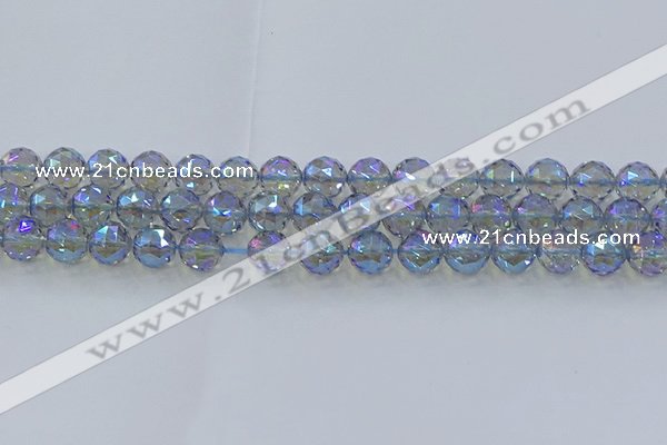 CNC659 15.5 inches 10mm faceted round plated natural white crystal beads