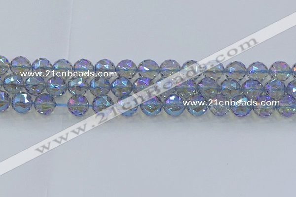 CNC660 15.5 inches 12mm faceted round plated natural white crystal beads