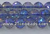 CNC664 15.5 inches 8mm faceted round plated natural white crystal beads