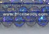CNC665 15.5 inches 10mm faceted round plated natural white crystal beads