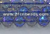 CNC665 15.5 inches 10mm faceted round plated natural white crystal beads