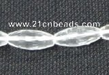 CNC67 8*20mm faceted rice grade A natural white crystal beads