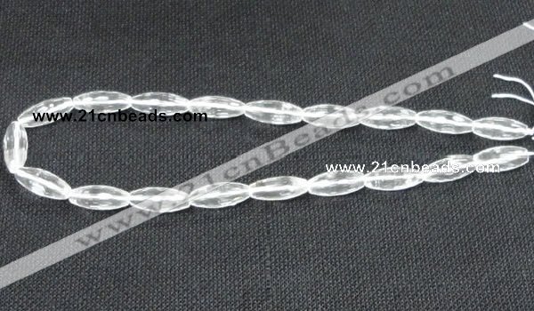 CNC67 8*20mm faceted rice grade A natural white crystal beads