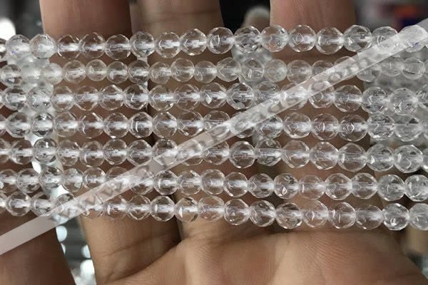 CNC701 15.5 inches 4mm faceted round white crystal beads