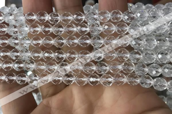 CNC702 15.5 inches 6mm faceted round white crystal beads