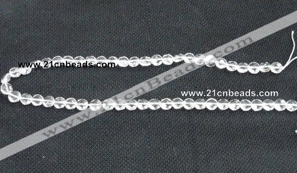 CNC71 15 inches 8mm faceted coin grade A natural white crystal beads