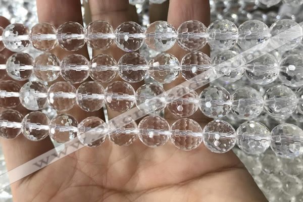 CNC715 15.5 inches 12mm faceted round white crystal beads