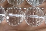 CNC716 15.5 inches 14mm faceted round white crystal beads