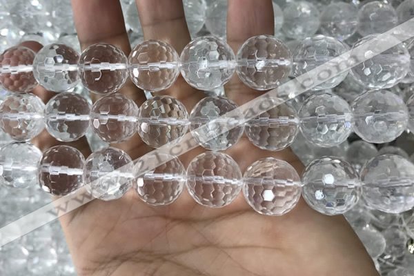 CNC719 15.5 inches 20mm faceted round white crystal beads