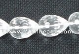 CNC73 7*10mm faceted teardrop grade A natural white crystal beads