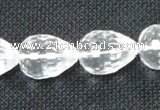 CNC74 8*12mm faceted teardrop grade A natural white crystal beads