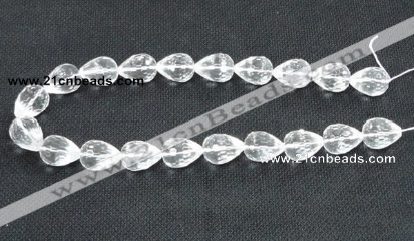 CNC74 8*12mm faceted teardrop grade A natural white crystal beads