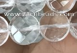 CNC745 15.5 inches 10mm faceted coin white crystal beads