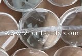 CNC749 15.5 inches 18mm faceted coin white crystal beads