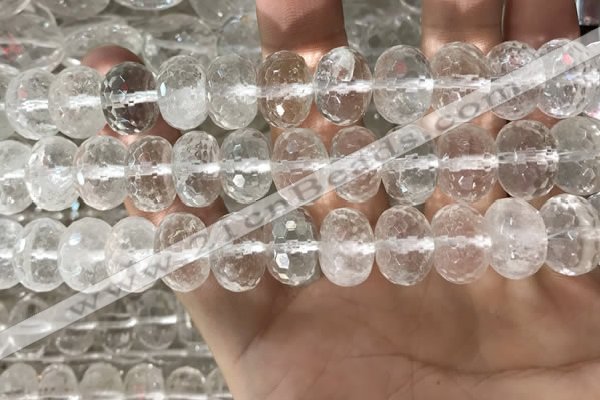 CNC801 15.5 inches 10*14mm faceted rondelle white crystal beads