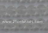 CNC82 15.5 inches 8mm carved round matte white crystal beads