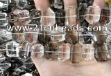 CNC832 12*16mm - 15*20mm freefrom white crystal & smoky quartz beads