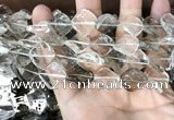 CNC834 14*14mm twisted diamond white crystal & smoky quartz beads