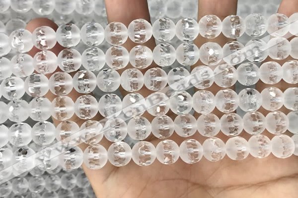 CNC851 15.5 inches 8mm faceted round white crystal beads