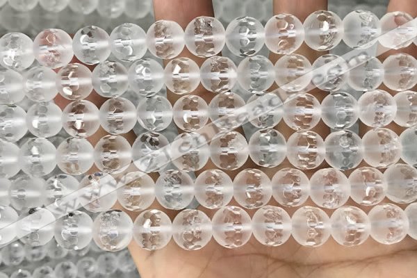 CNC852 15.5 inches 10mm faceted round white crystal beads