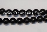 CNE03 15.5 inches 8mm round black stone needle beads wholesale