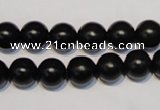 CNE05 15.5 inches 12mm round black stone needle beads wholesale