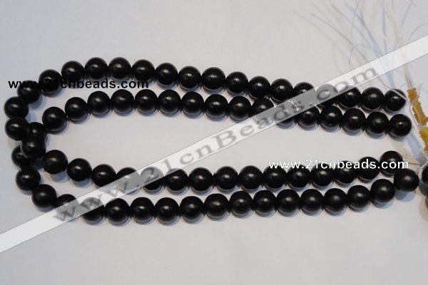 CNE06 15.5 inches 14mm round black stone needle beads wholesale