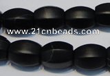 CNE16 15.5 inches 12*16mm drum black stone needle beads wholesale