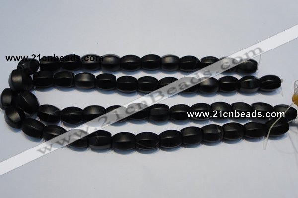 CNE16 15.5 inches 12*16mm drum black stone needle beads wholesale