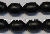 CNE17 15.5 inches 12*16mm barrel black stone needle beads wholesale