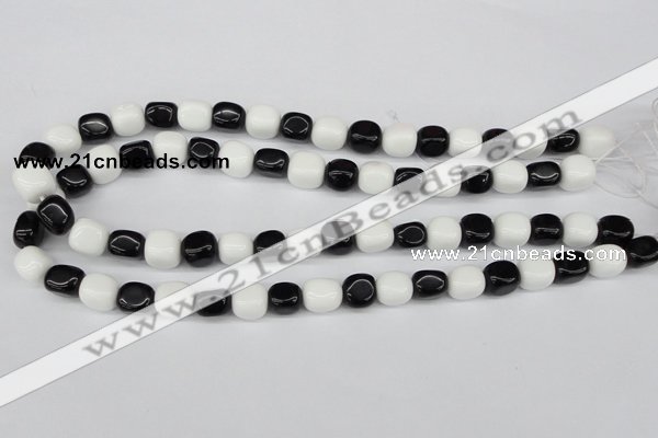 CNG02 15.5 inches 9*12mm nuggets black & white agate beads