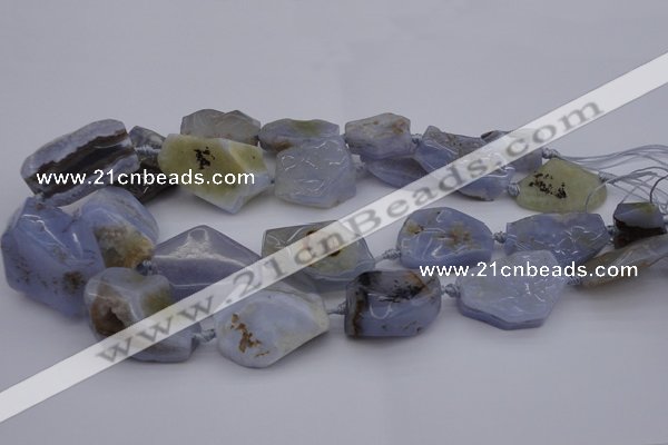 CNG1042 15.5 inches 15*20mm - 30*40mm nuggets blue lace agate beads