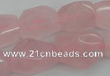 CNG1056 15.5 inches 12*16mm - 15*20mm faceted nuggets rose quartz beads