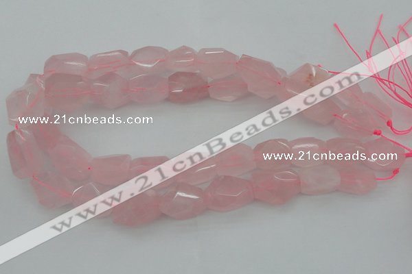 CNG1056 15.5 inches 12*16mm - 15*20mm faceted nuggets rose quartz beads