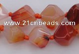 CNG1065 15.5 inches 12*16mm - 15*20mm faceted bicone red agate beads