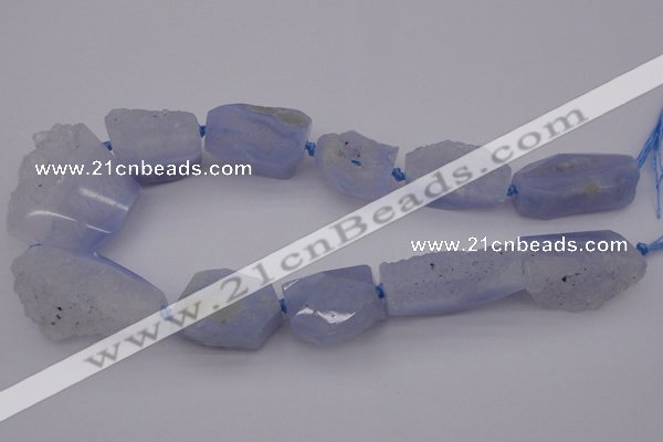 CNG1075 15.5 inches 20*30mm - 30*40mm nuggets blue chalcedony  beads