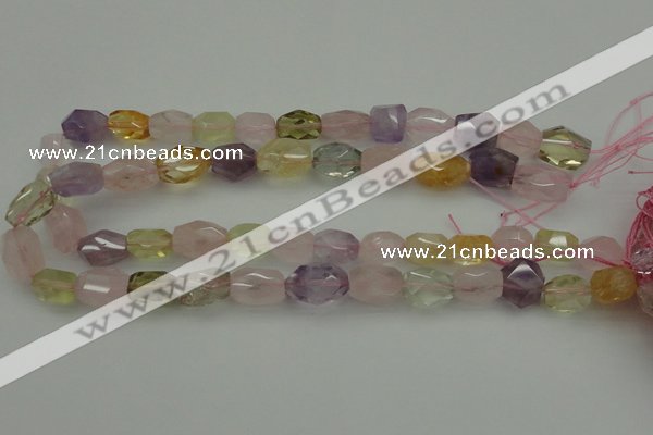 CNG1103 15.5 inches 12*16mm - 13*18mm faceted nuggets mixed quartz beads