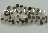 CNG1158 8*12mm - 13*18mm nuggets white crystal & smoky quartz beads